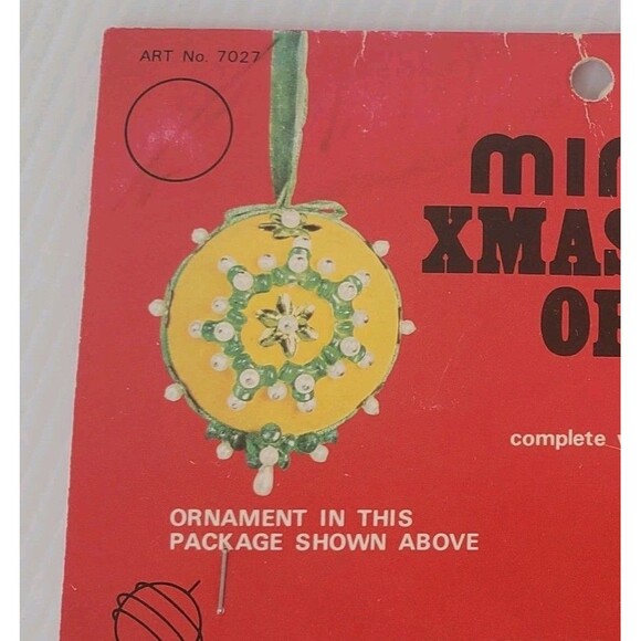 VTG Craft World Red Christmas Ornament Kit Pearl Bead Pin By Emilie Mini Magic - Picture 7 of 7